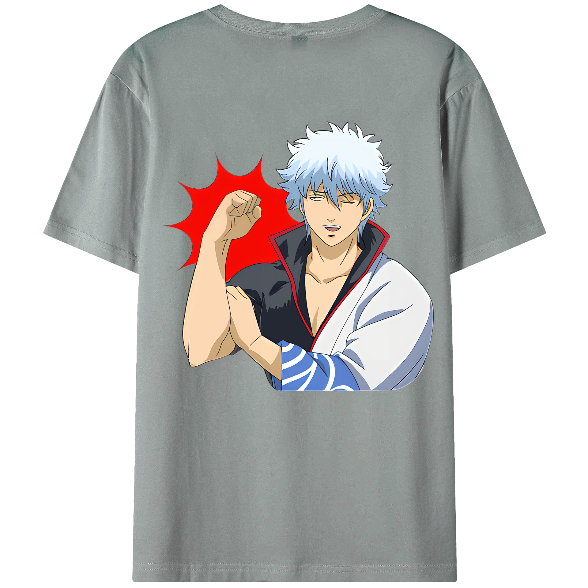 （画像用） ぎんたま 坂田銀時（さかたぎんとき） 神楽 志村新八（しむら しんぱち） GINTAMA Sakata Gintoki Kagura Shimura Shinpachi 綿100％ メンズ半袖Tシャツ（バックプリント） 通気性
